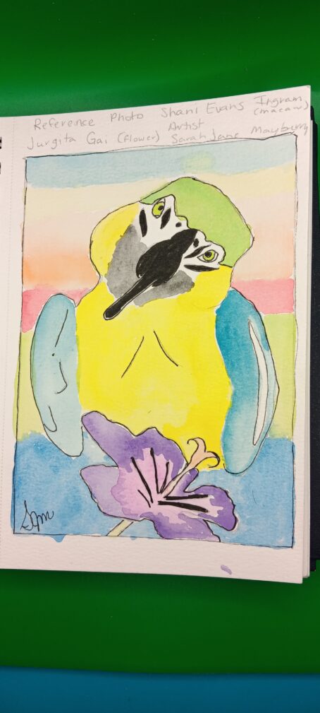 Sunset Macaw Watercolor